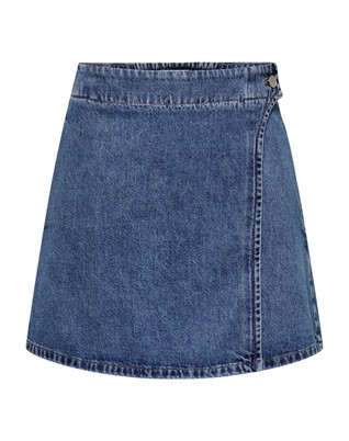 Onlthea Wrap Short Denim Rock - Medium Blue Denim